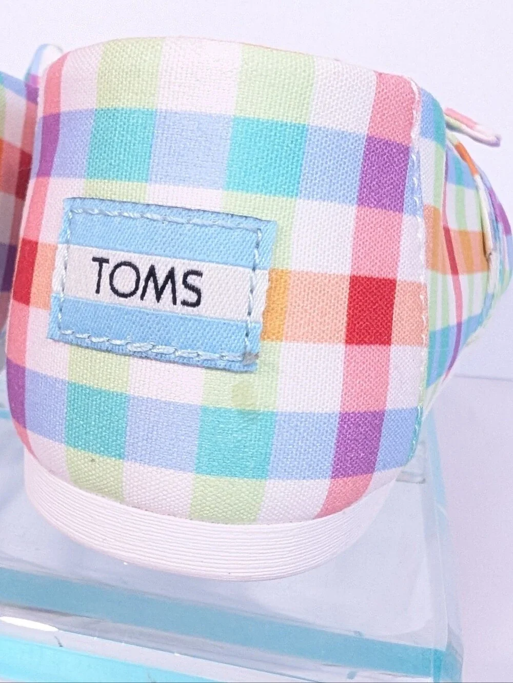 Toms Plaid Alpargata sz 8.5 NEW Women Flat Slip on Shoes Summer madras bow